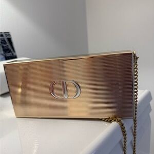 Christian Dior Gold Metallic Clutch with Chain